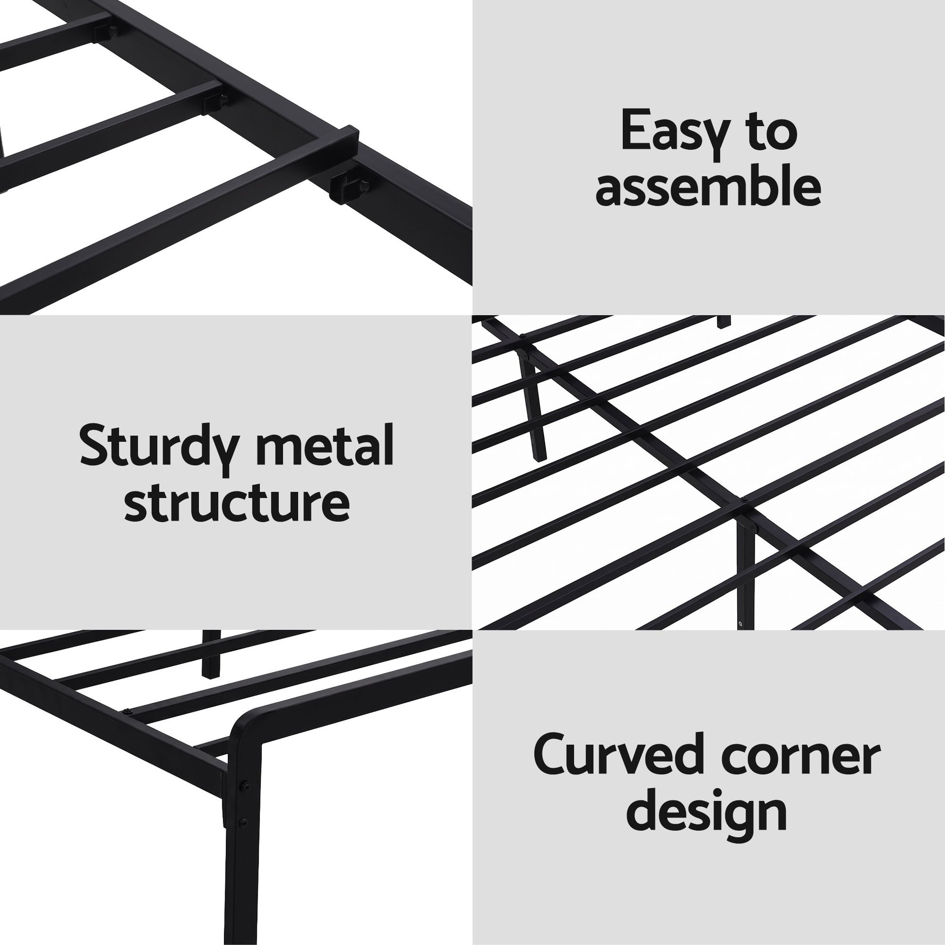 Queen LED Bed Frame Charging Station Black | HomeAndLiving - 7