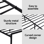 Queen LED Bed Frame Charging Station Black | HomeAndLiving