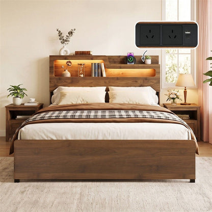 Double Bed Frame Metal Storage 190x137cm