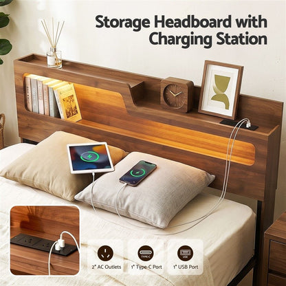 Double Bed Frame Metal Storage 190x137cm
