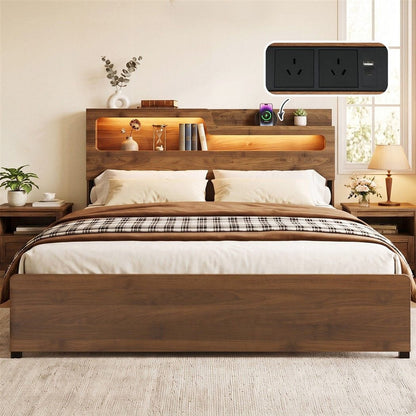 King Bed Frame Metal Storage 203x183cm