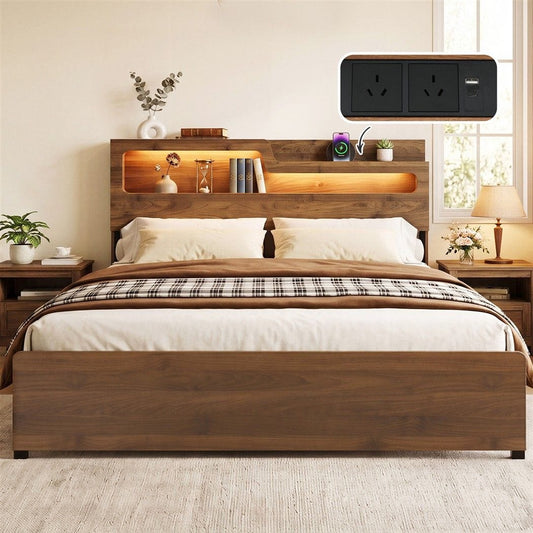 King Bed Frame Metal Storage 203x183cm