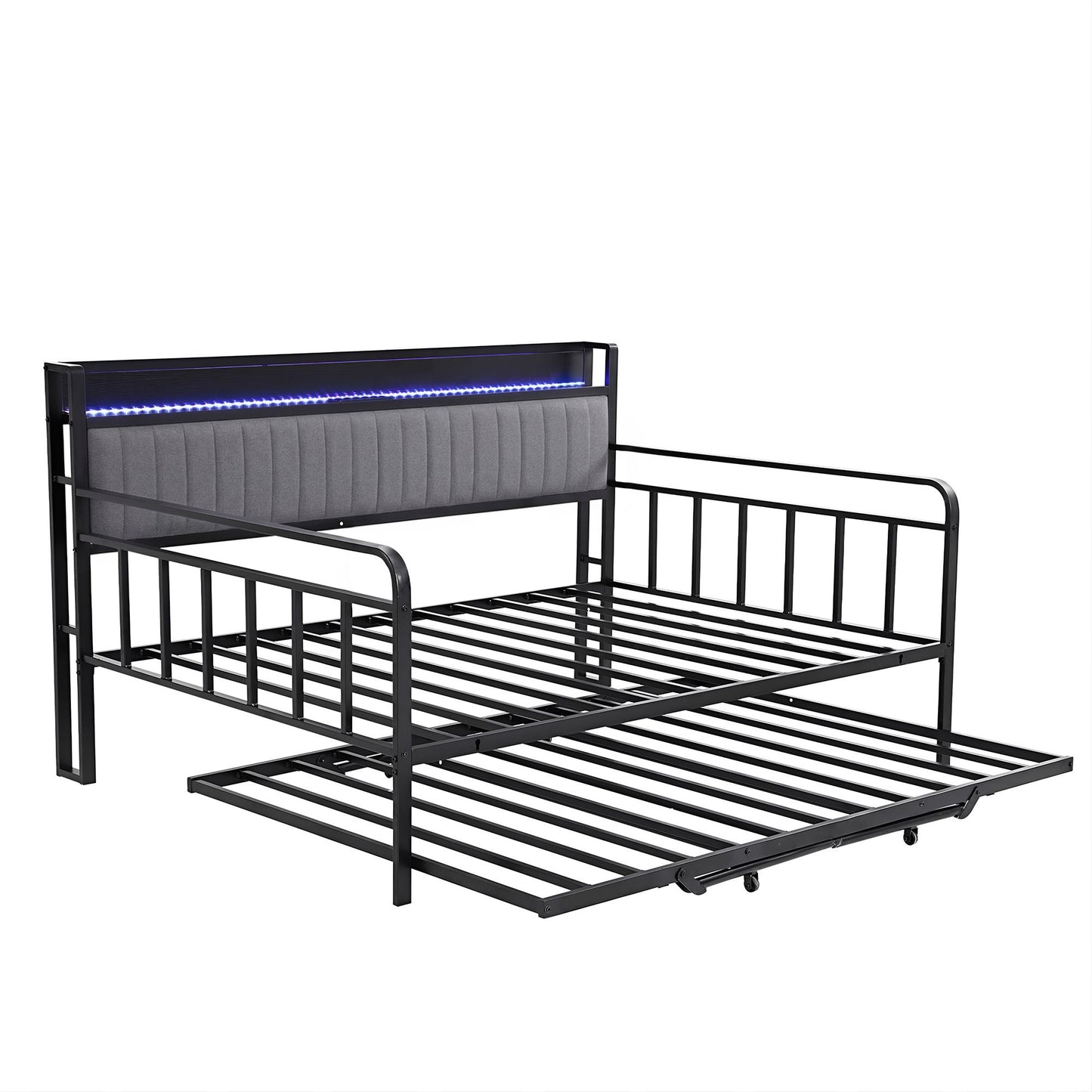 King Single Trundle Daybed LED Charging Station | HomeAndLiving - 2