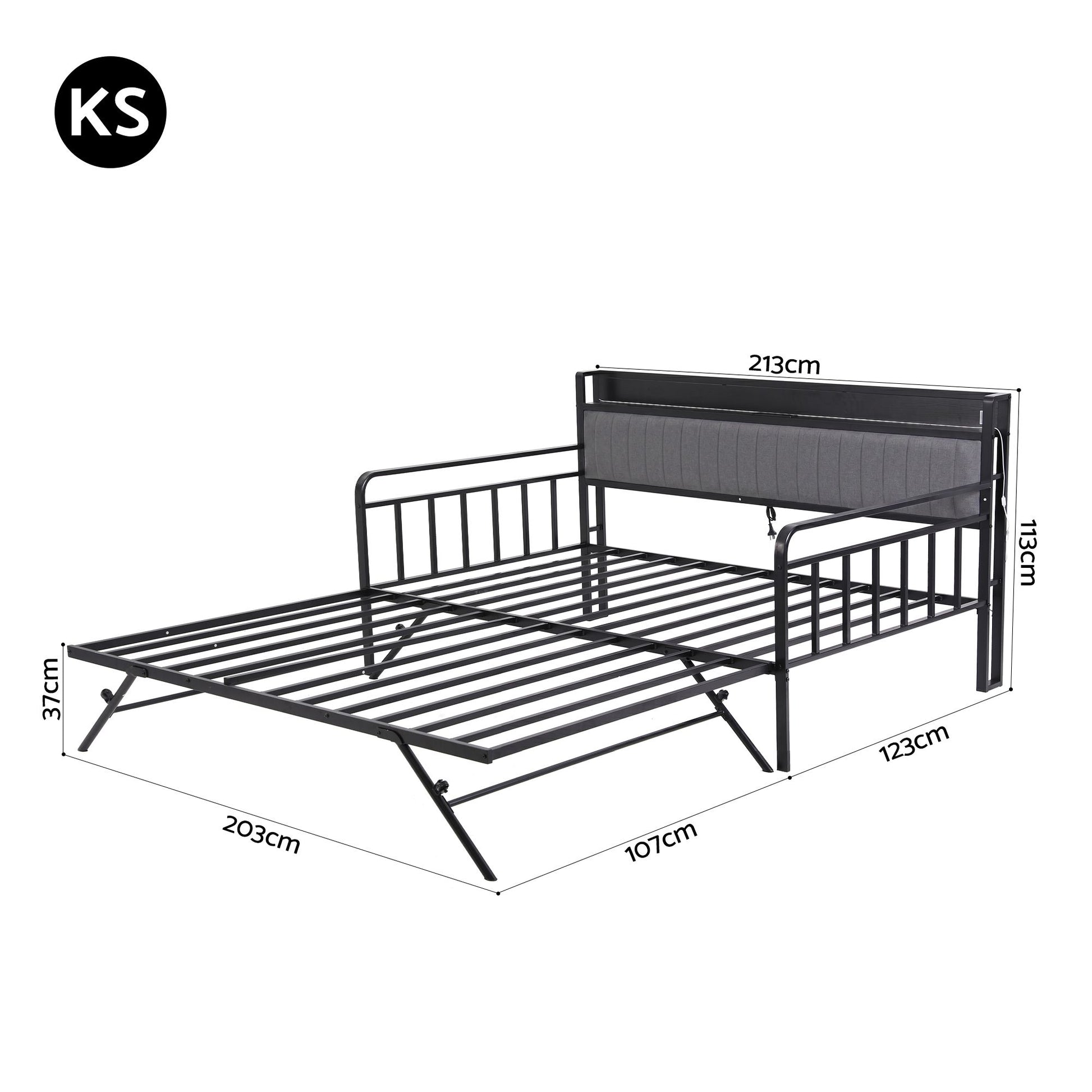 King Single Trundle Daybed LED Charging Station | HomeAndLiving - 3