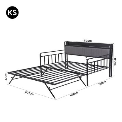King Single Trundle Daybed LED Charging Station | HomeAndLiving - 3