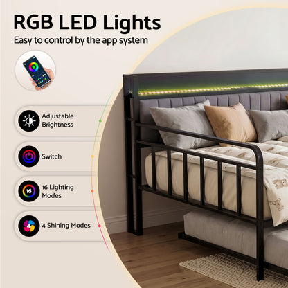 King Single Trundle Daybed LED Charging Station | HomeAndLiving - 6