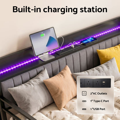 King Single Trundle Daybed LED Charging Station | HomeAndLiving - 7