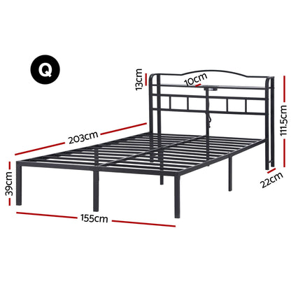Queen Bed Frame Charging Station Storage | HomeAndLiving - 2