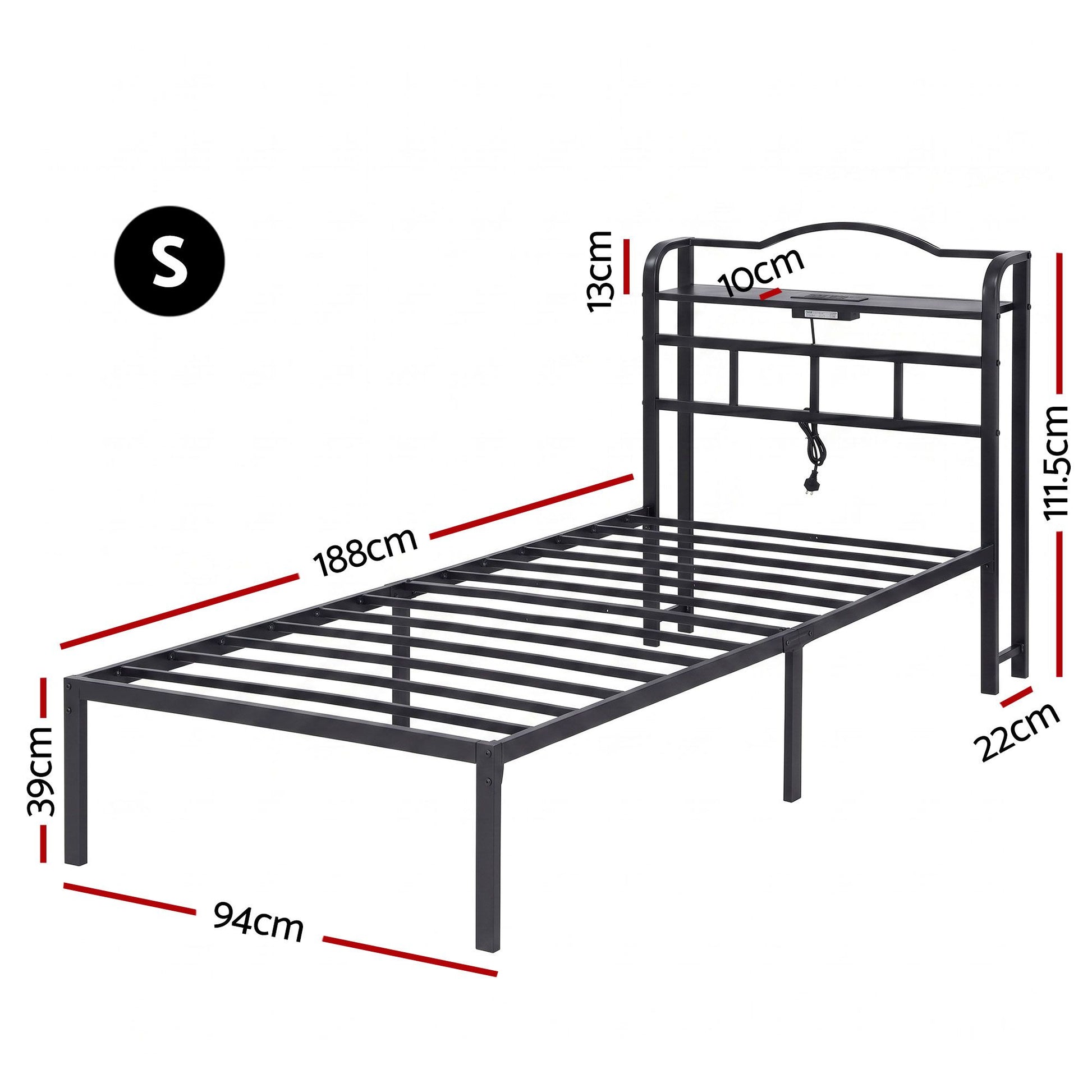 Single Bed Frame Charging Station USB Ports | HomeAndLiving - 2