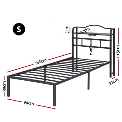 Single Bed Frame Charging Station USB Ports | HomeAndLiving - 2