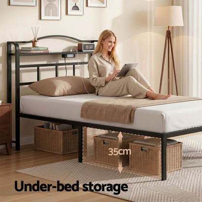 Single Bed Frame Charging Station USB Ports | HomeAndLiving - 5