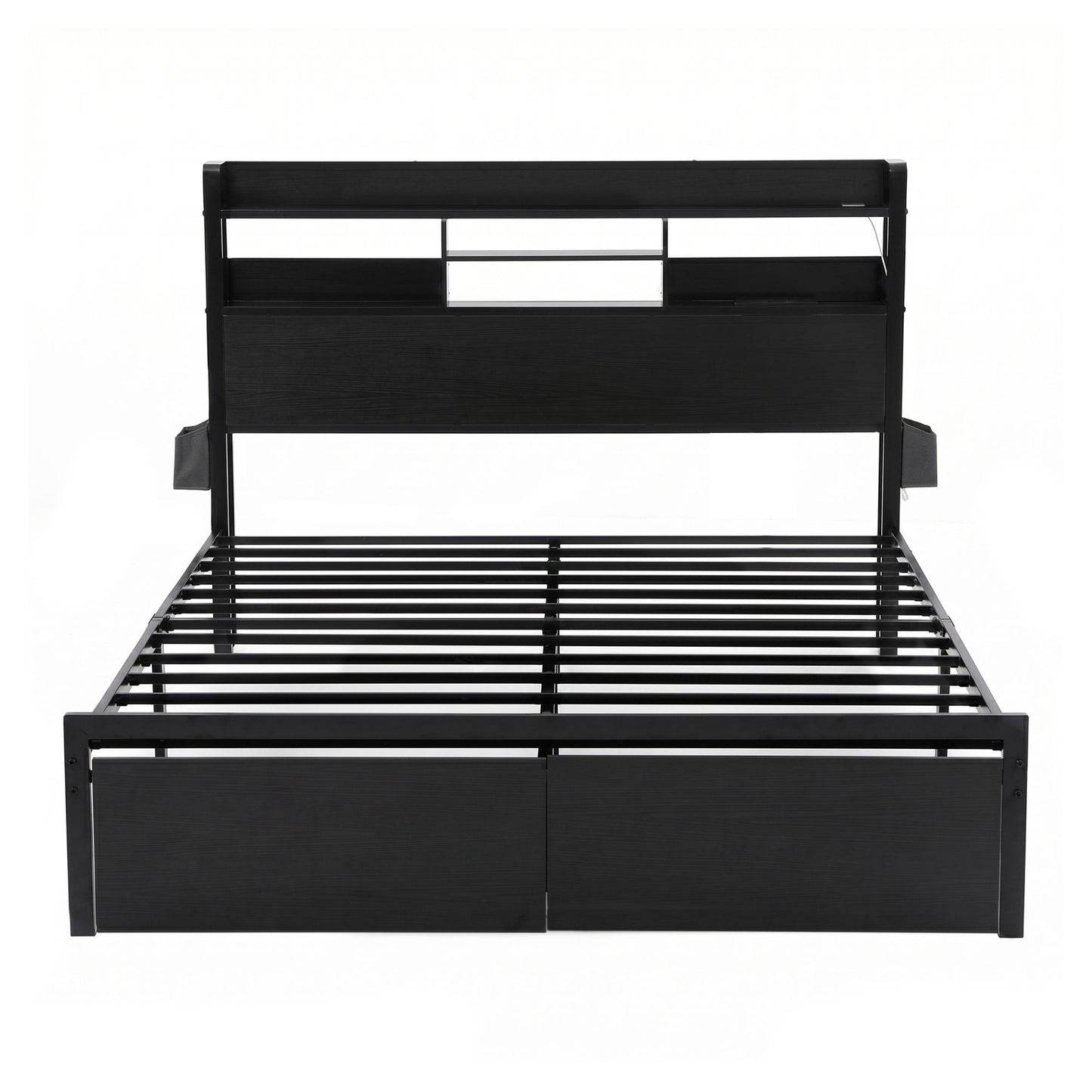 King Bed Frame LED Storage Drawers Charging | HomeAndLiving - 4