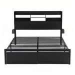 King Bed Frame LED Storage Drawers Charging | HomeAndLiving