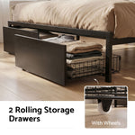 King Bed Frame LED Storage Drawers Charging | HomeAndLiving