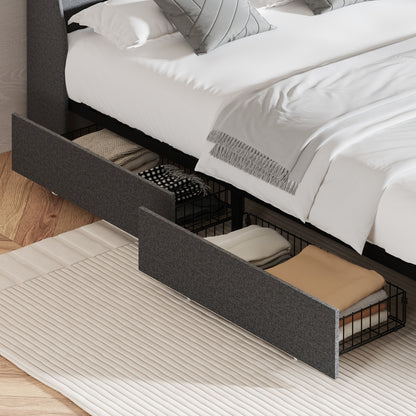 Trundle Drawers With Wheels For Bed Frame Metal Storage Grey With 2&4 Drawrs