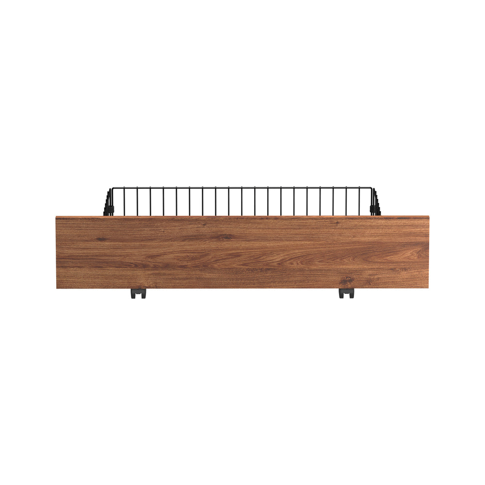 2x Bed Frame Storage Drawers with Wheels Metal Brown