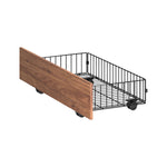 2x Bed Frame Storage Drawers with Wheels Metal Brown