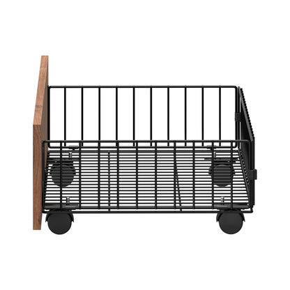 2x Bed Frame Storage Drawers with Wheels Metal Brown