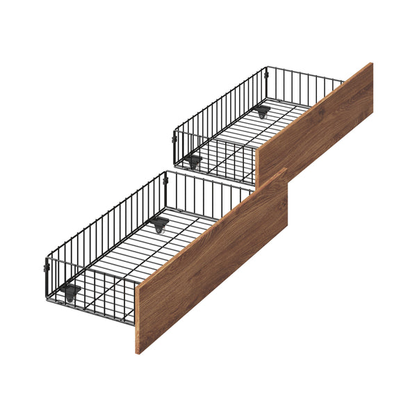  4x Bed Frame Storage Drawers with Wheels Metal Brown