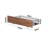 4x Bed Frame Storage Drawers with Wheels Metal Brown