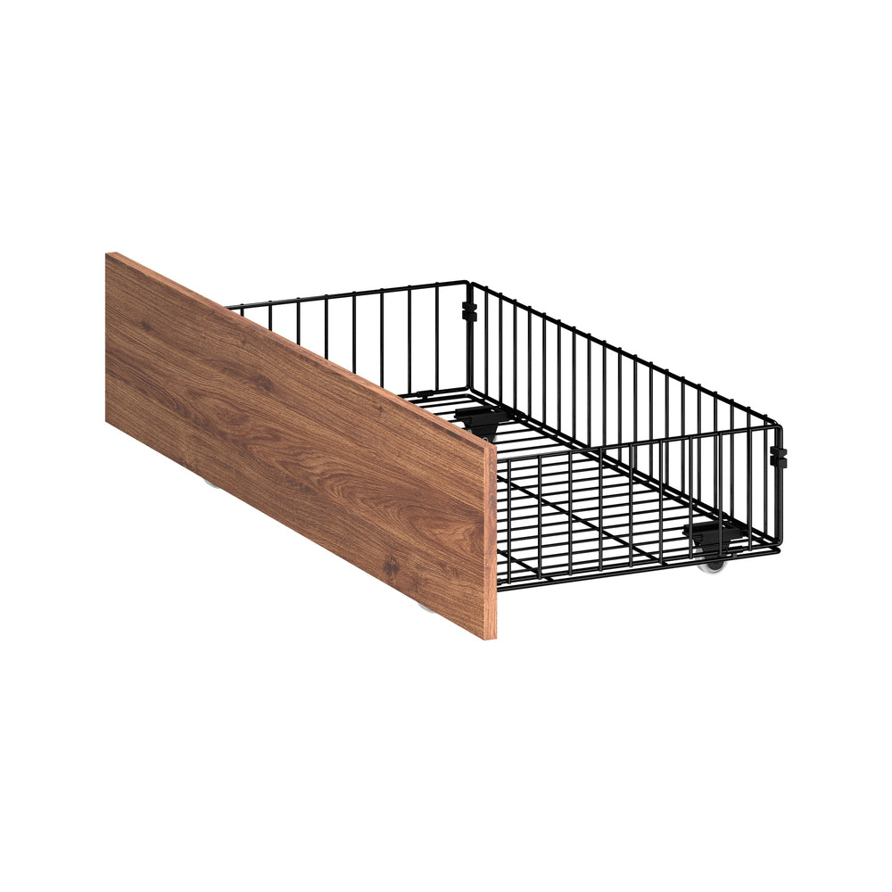 4x Bed Frame Storage Drawers with Wheels Metal Brown