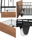 4x Bed Frame Storage Drawers with Wheels Metal Brown