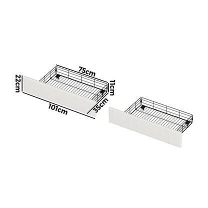 Bed Frame With Trundle Storage Metal Drawers White 2&4 Draws