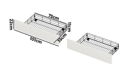 Bed Frame With Trundle Storage Metal Drawers White 2&4 Draws