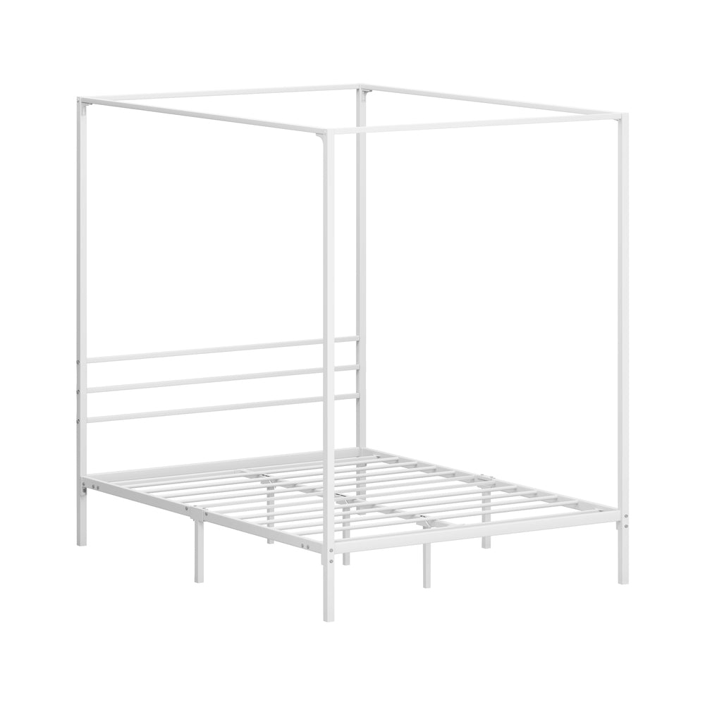 Metal Canopy Bed Frame Double White | HomeAndLiving - 2