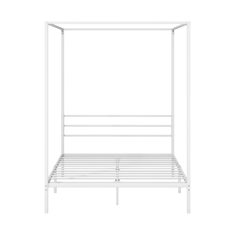 Metal Canopy Bed Frame Double White | HomeAndLiving - 8