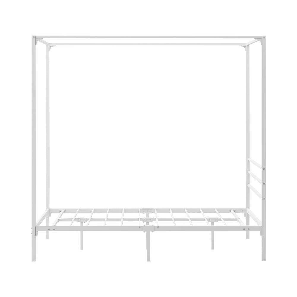 Metal Canopy Bed Frame Double White | HomeAndLiving - 4