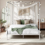 Metal Canopy Bed Frame Double White | HomeAndLiving