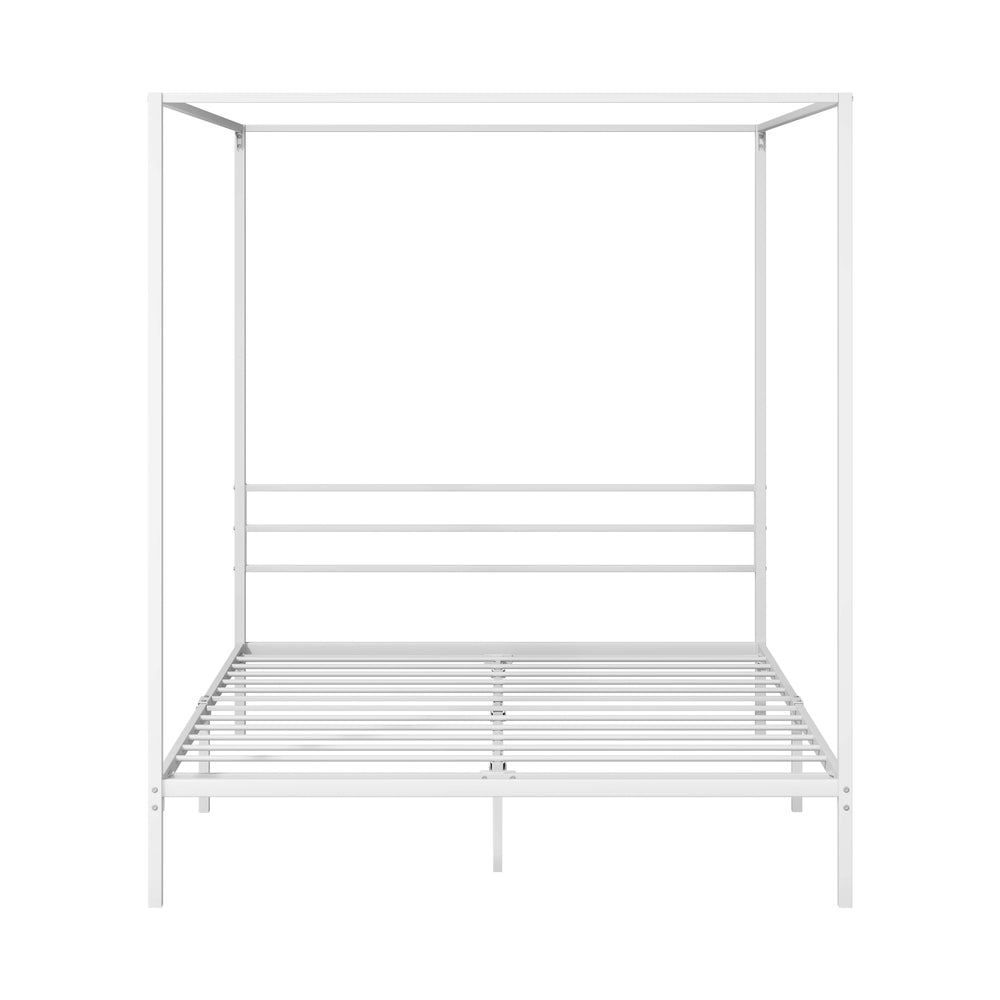 Queen Canopy Bed Frame Metal White | HomeAndLiving - 5