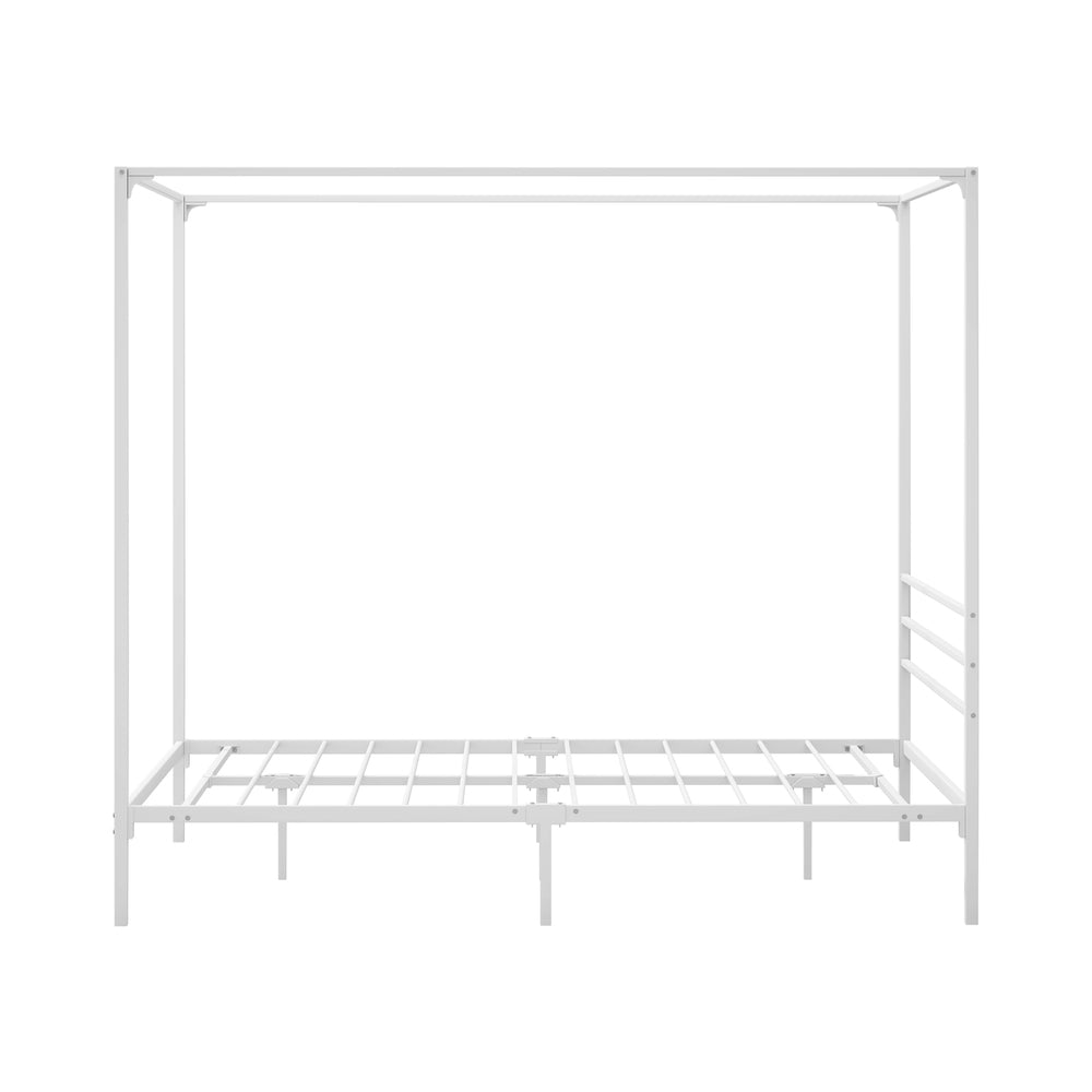 Queen Canopy Bed Frame Metal White | HomeAndLiving - 4