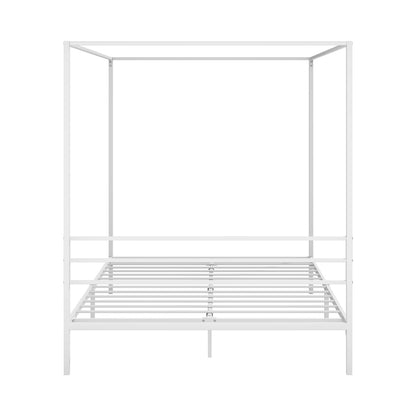 Queen Canopy Bed Frame Metal White | HomeAndLiving - 8
