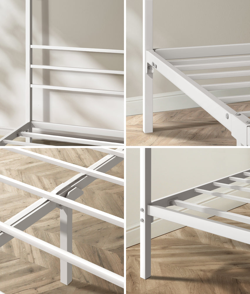 Queen Canopy Bed Frame Metal White | HomeAndLiving - 7