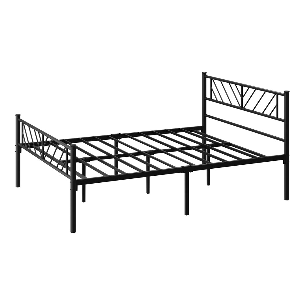 Metal Bed Frame Double Size Bed Base Platform Black SIS