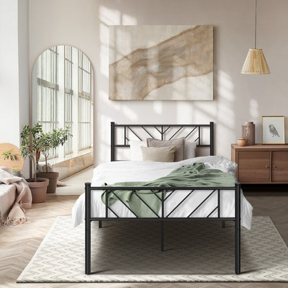 Metal Bed Frame King Single Bed Base Platform Black SIS