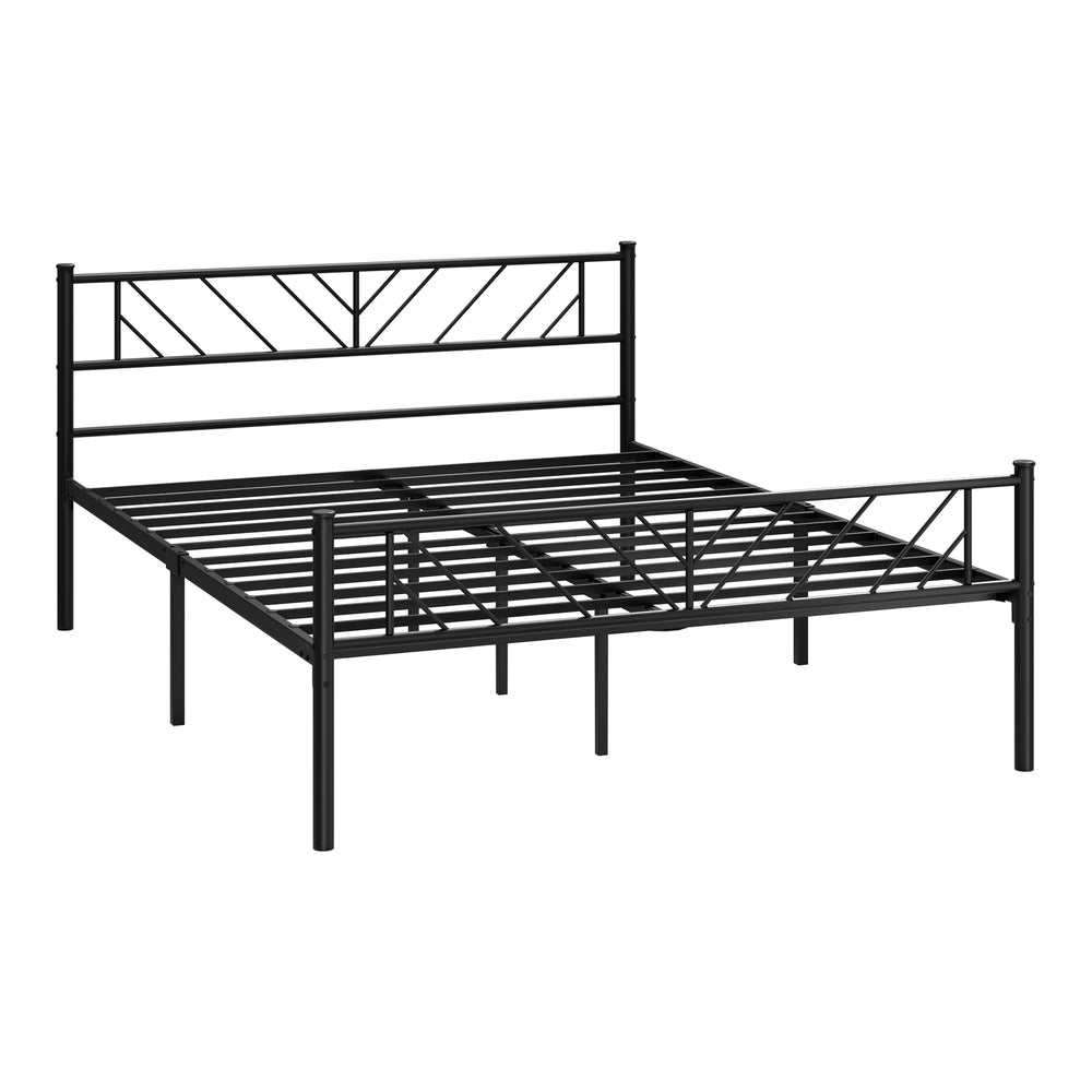 Metal Bed Frame Queen Size Bed Base Platform Black SIS