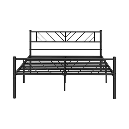 Metal Bed Frame Queen Size Bed Base Platform Black SIS