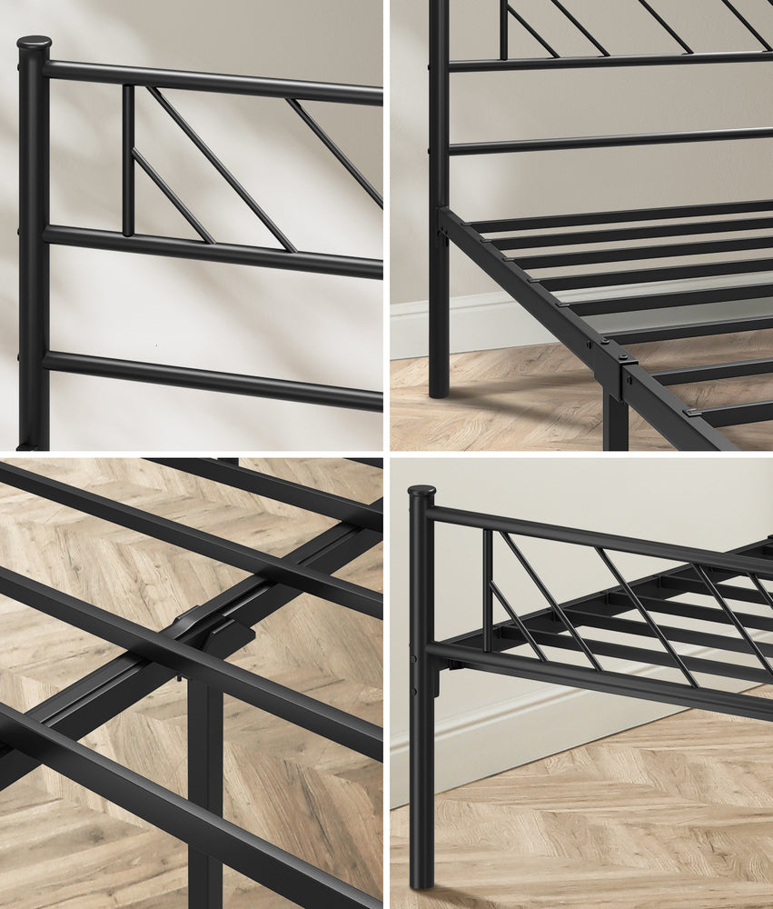 Metal Bed Frame Queen Size Bed Base Platform Black SIS