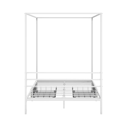 Canopy Double Bed Frame with 2 Drawers White