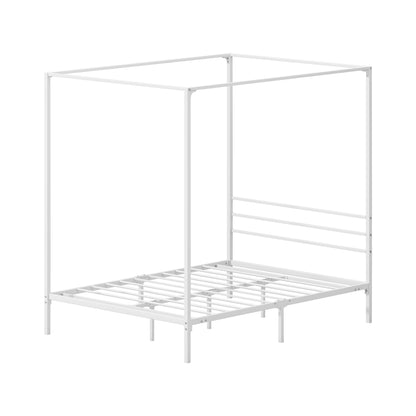 Metal Canopy Bed Frame Double/Queen/Single Size White