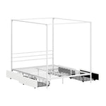Canopy Queen Bed Frame with 2 Drawers White