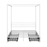 Canopy Queen Bed Frame with 2 Drawers White