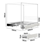 Canopy Queen Bed Frame with 2 Drawers White