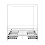 Canopy Queen Bed Frame with 2 Drawers White