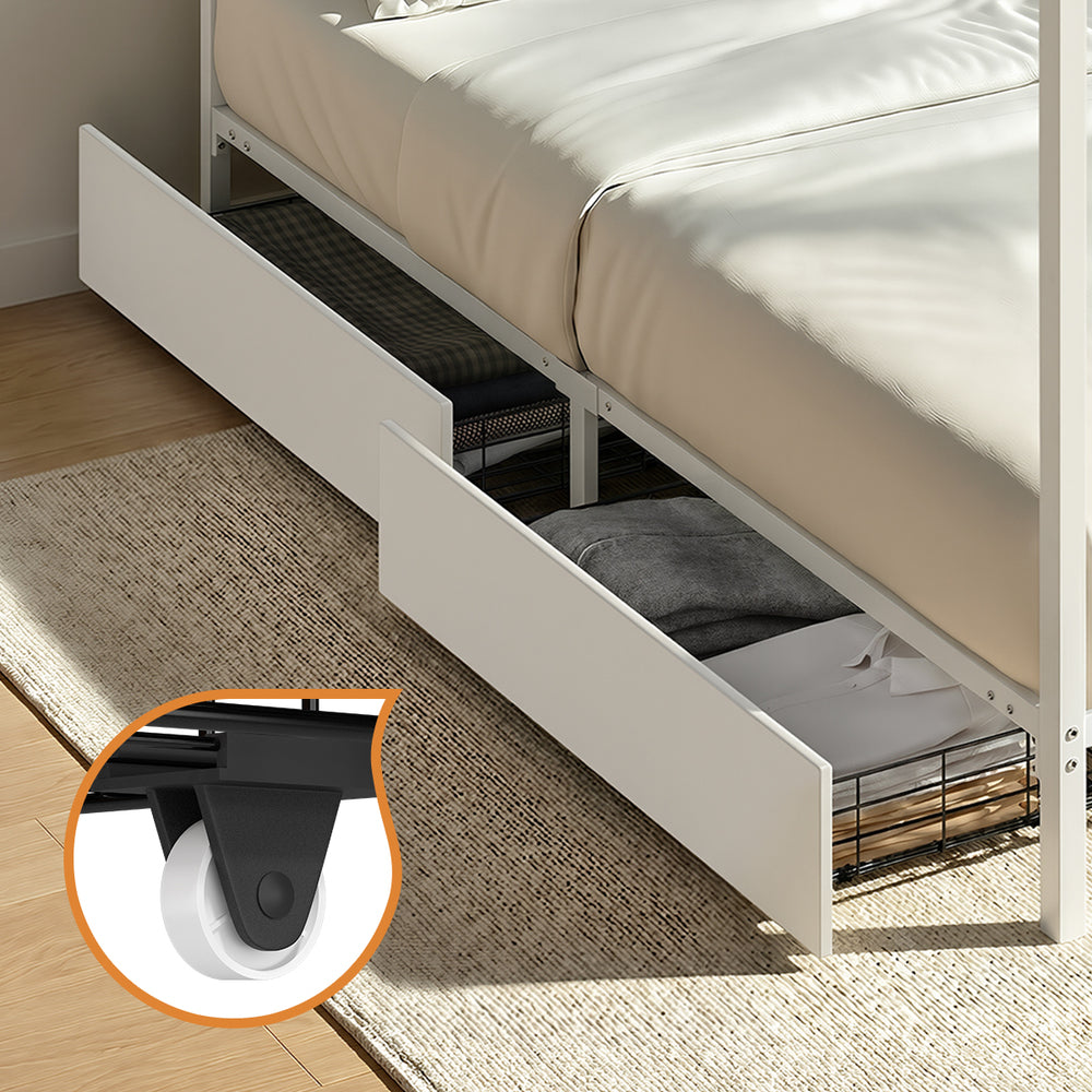 Canopy Queen Bed Frame with 2 Drawers White - 6