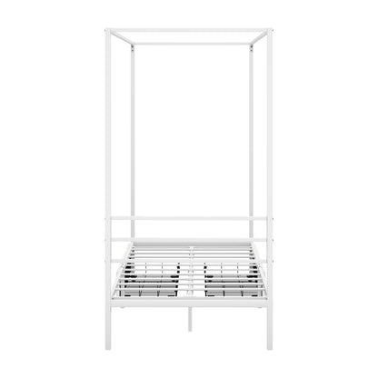 Canopy Single Bed Frame with 2 Drawers White