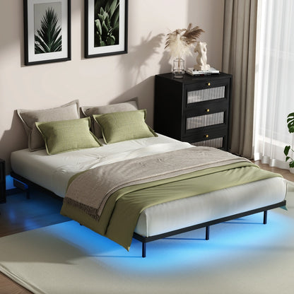 Metal Bed Frame With LED Light 191x137x24cm